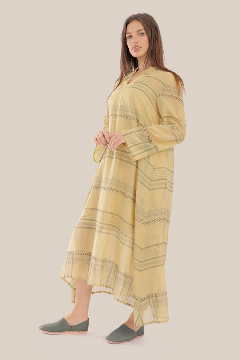 Long jellabiya dress in printed voile